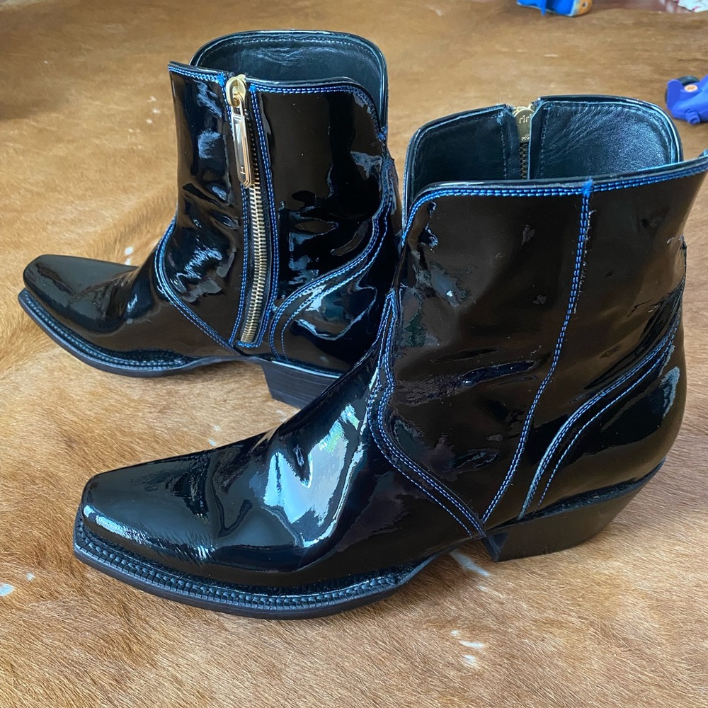 Lucchese Black Patent Leather Boots